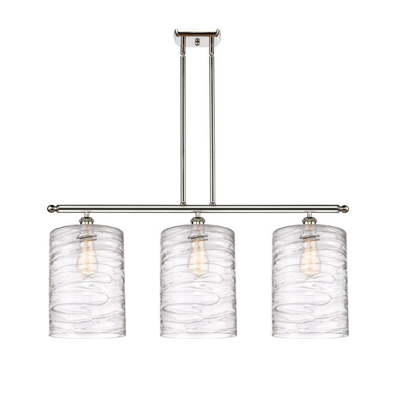 Luminaire suspendu tambour 3 lumières Dublin, Tourbillon déco, Nickel poli