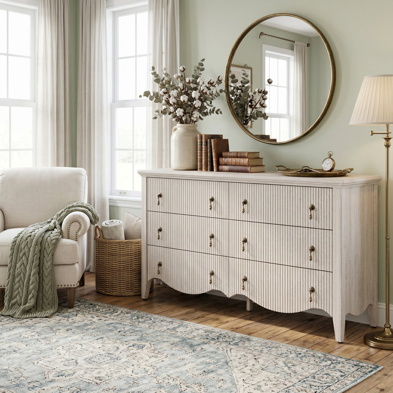 Commode double 6 tiroirs Avenall, Chêne blanc