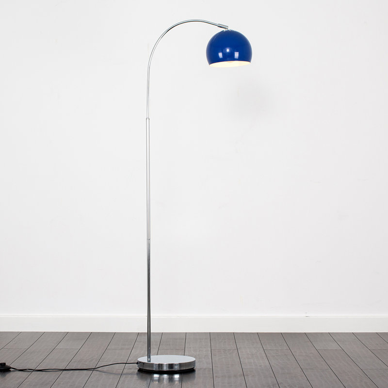 Derosier 152cm Arched Floor Lamp, Chrome, Dark Blue