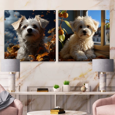 Bichon Breeze - Dog Acrylic Wall Art Glass Set Of 2