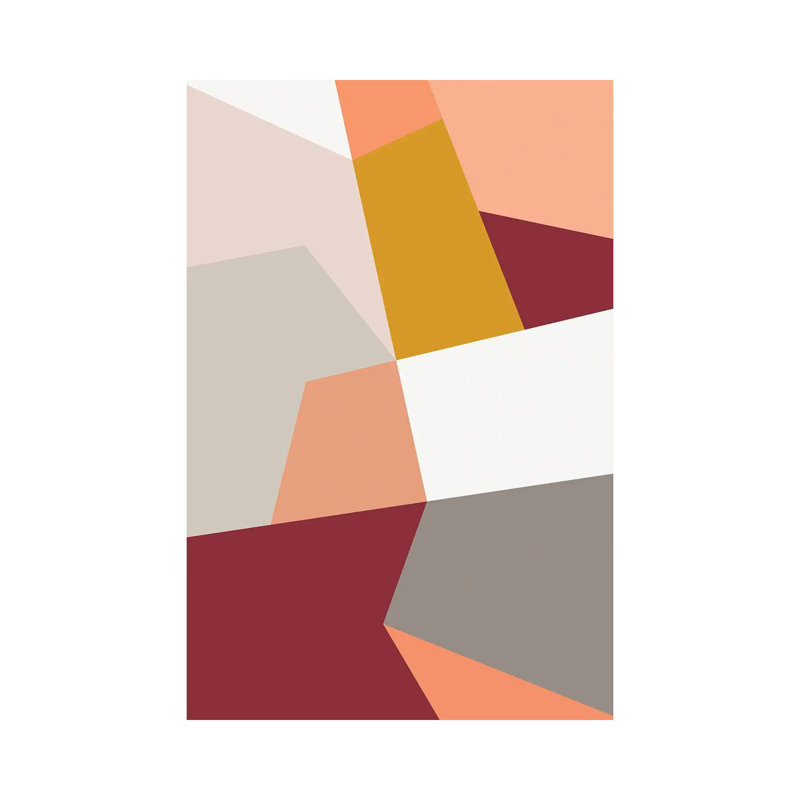 Abstract Geometric XXVII Red - Print on Canvas, Wrapped Canvas, 20.32 cm H x 30.48 cm W