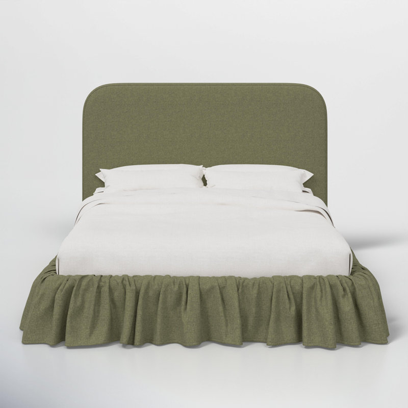 Maggie Ruffle Platform Bed, Zuma Laurel Textured Linen, Full