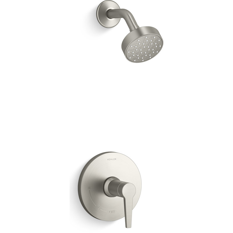 Kohler Pitch Rite-Temp Shower Trim Kit With 1.75 GPM Water-Saving Single-Function Showerhead, Single Spray Setting