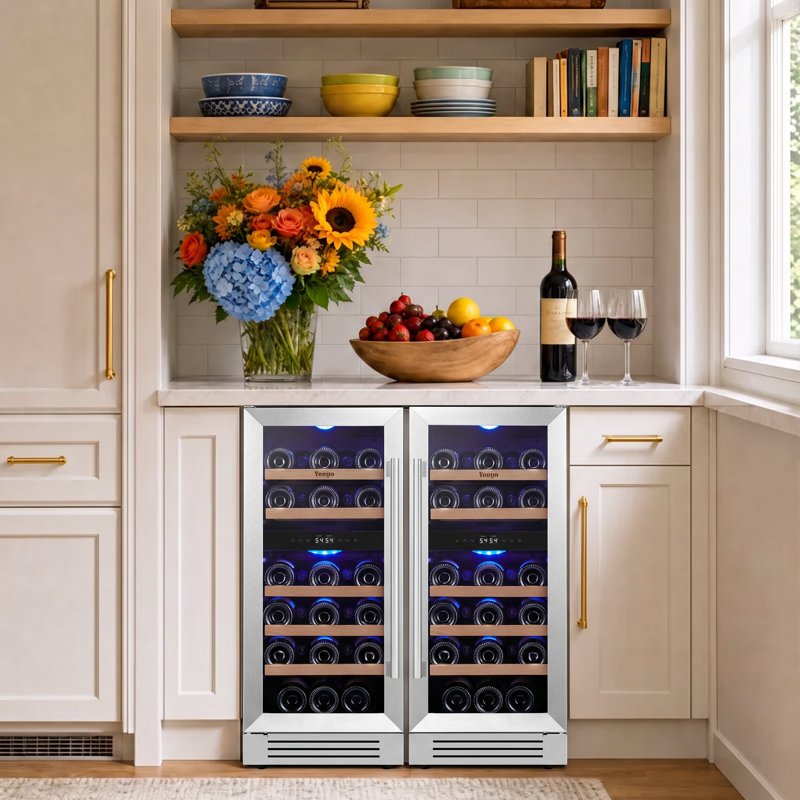 Refroidisseur à vin Yeego de 30 po de largeur et 56 bouteilles intégré / autoportant
