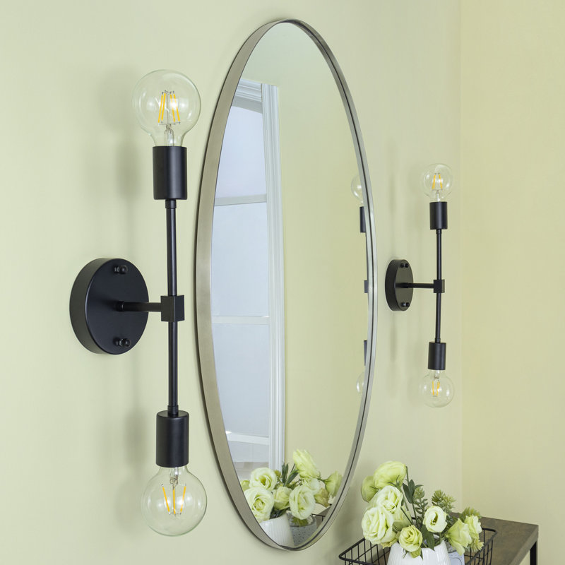 Miroir de salle de bain Javell, 36 po x 24 po, Nickel brossé