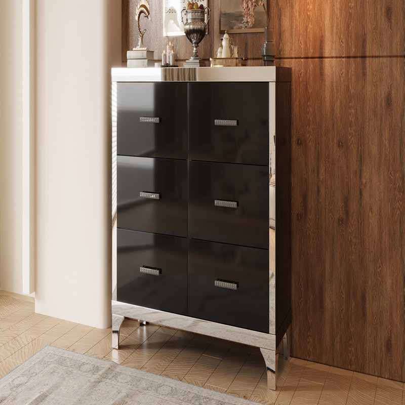 Commode double 6 tiroirs, Noir