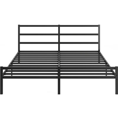 Cadre de lit plateforme en métal très grand avec tête de lit, résistance, sommier non nécessaire, soirée de sommeil tranquille, taille moderne luxueuse et métal, sans ressort, rêve heureux, soutien de 660 lb