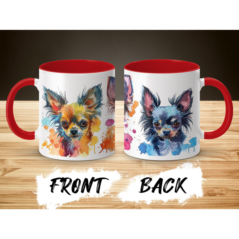 Long-haired Chihuahua Design 11oz Coffee Mug, 2