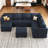 Allinson 9-Piece U Shaped Velvet Freely Combined Modular Sofa L-Shaped Solid Wood Sectional Storage Couch Livingroom Sofa with Ottoman-101644865