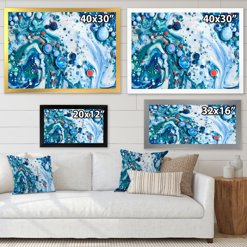 «Blue Luxury Abstract Fluid Art XXIII», reproduction sur toile, H 12 po x l 20 po, Toile blanche avec cadre d'angle fermé