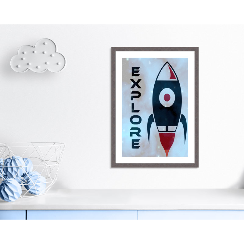 Explorer l’espace, 34.5" H x 24.5" W x 0.63" D, Encadrement fil du bois gris