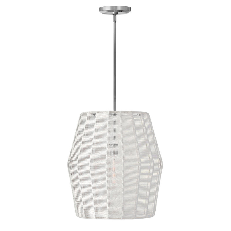 Grand luminaire suspendu Ariza, Chrome poli, Blanc