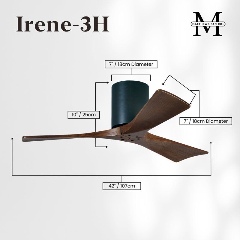 Irene Ceiling Fan, Matte Black, 42", Walnut Tone