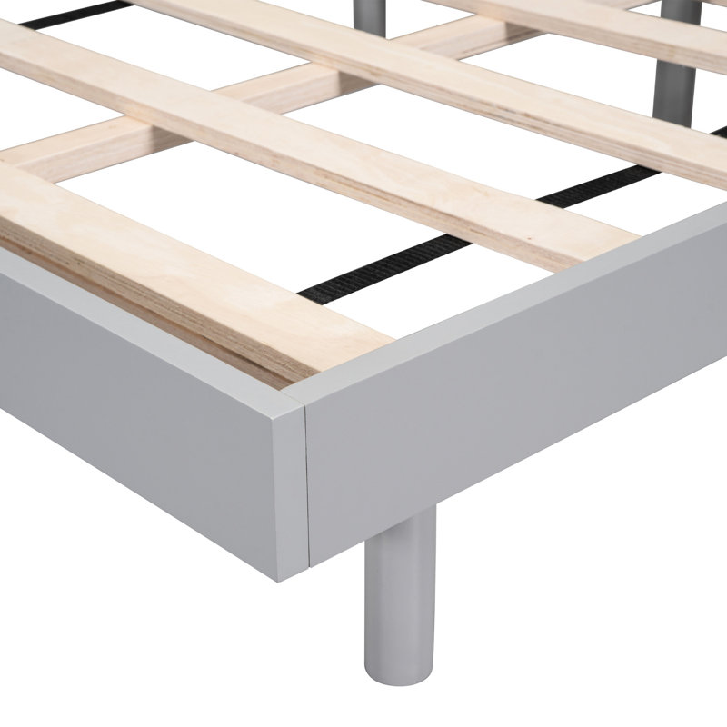 Cadre de lit flottant pour grand lit en gris - moderne et aéré avec un design élégant pour panneau de particules