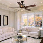 52"W Satin Nickel Double Lit Ceiling Fan