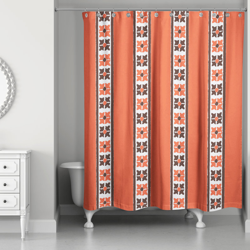 Rideau de douche à rayures simple Hanchett, Rouge / Brun