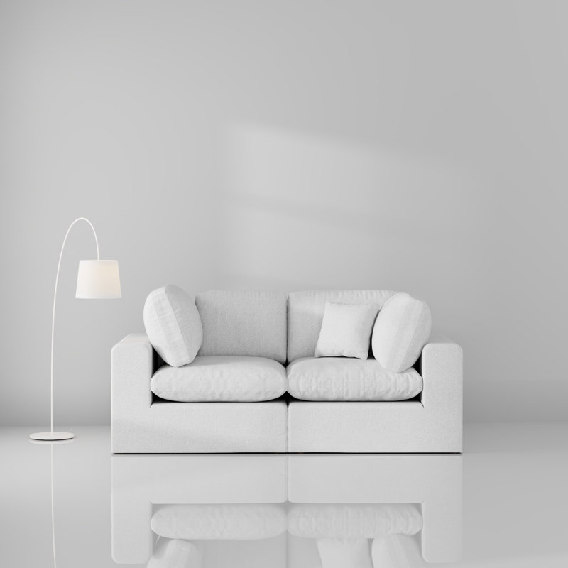 Canapé modulaire 2 pièces Jossa, Polyester blanc