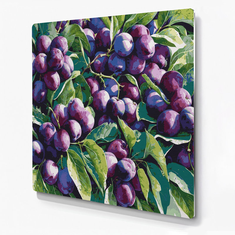 Art mural en métal prune mauve, H 12 po x l 12 po