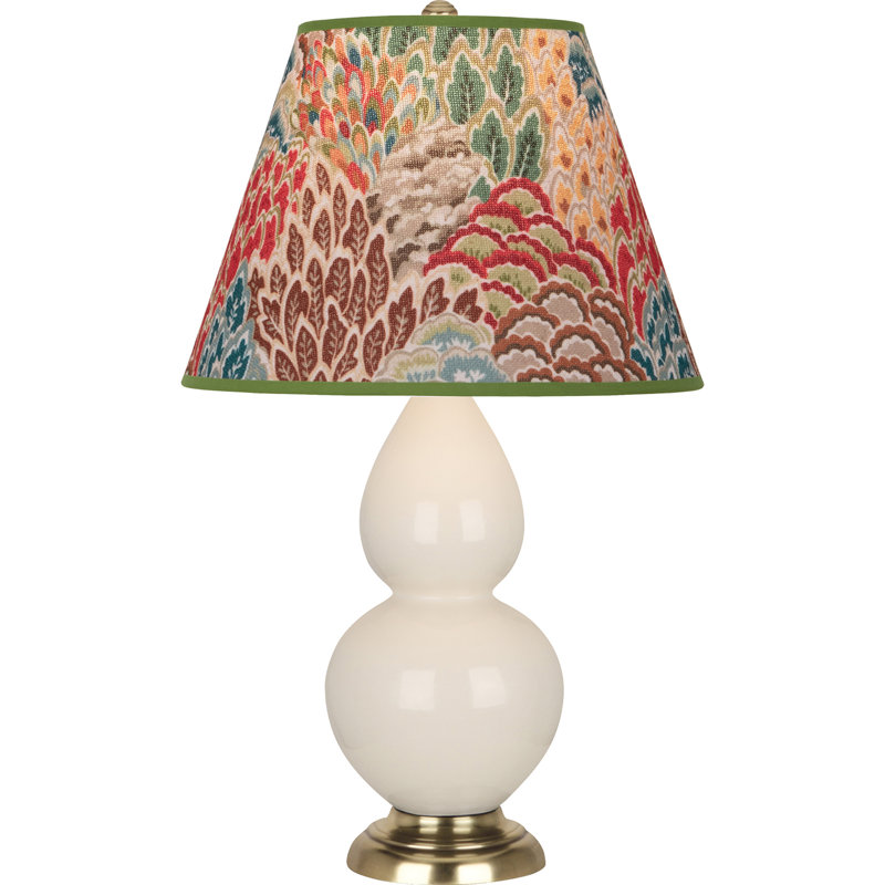Small Double Gourd Accent Lamp - Sangria, Deep Patina Bronze - Lavender, Plum Shade, Off White/Bronze, Navy/Gray