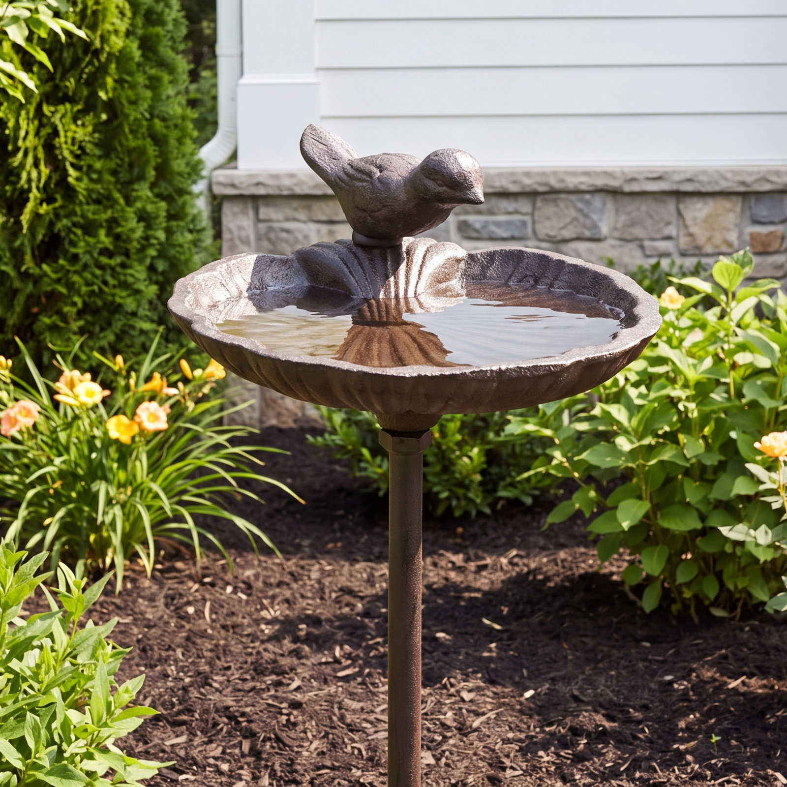 Aleana Metal Scallop Birdbath
