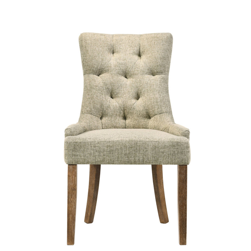 Of 2 Beige Back Dining Room Chairs - Salvaged Oak Wood, Elegant Seating Side ( 2) Back, Finish, Wood Construction