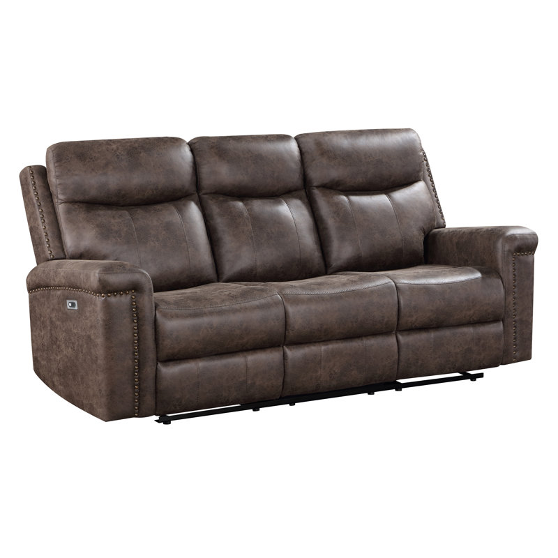 Canapé inclinable à accoudoirs carrés 82,25 po Annakiya, Électrique - Bouton-poussoir