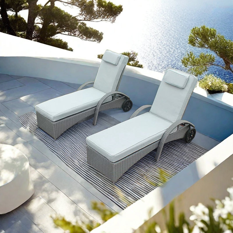 Chaise longue d'extérieur réglable en osier PE