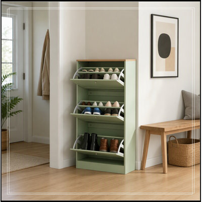 Shoe Cabinet with 3 flip down drawers