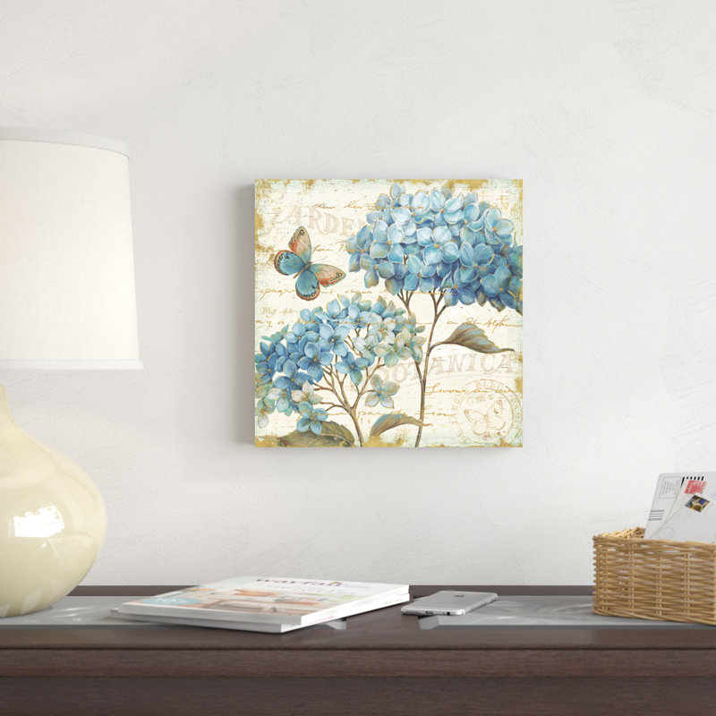 «Blue Garden IV» par Daphne Brissonnet - impression d'art graphique, H 12 po x l 12 po, Toile tendue, Non