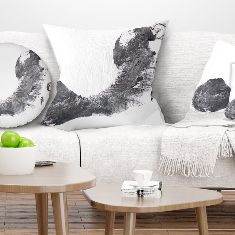 Motif noir et blanc - Coussin imprimé portrait, 16 po x 1 po, Coussin décoratif