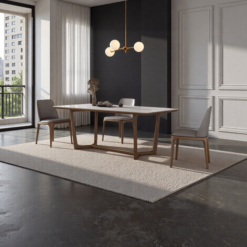 Premium Light Luxury Dining Table, 5 Pieces: Table, 4 Chairs, 29.52" H x 55.11" W x 31.49" D