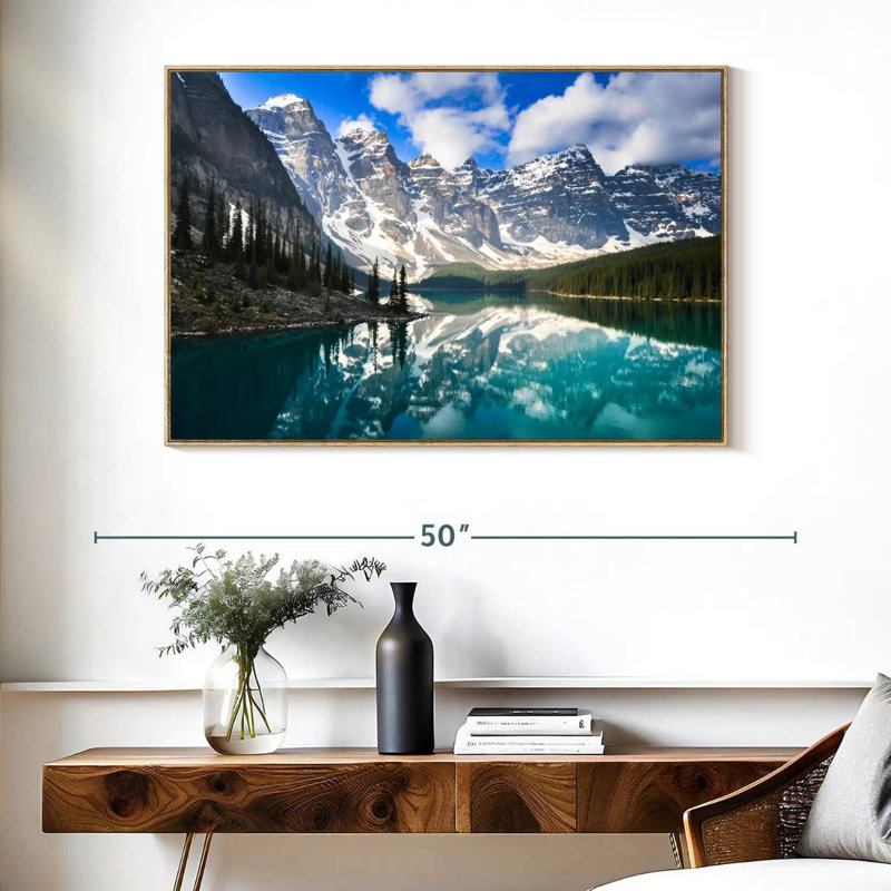 Reflet de la montagne, Cadre flottant en bois naturel, 40 po x 27 po