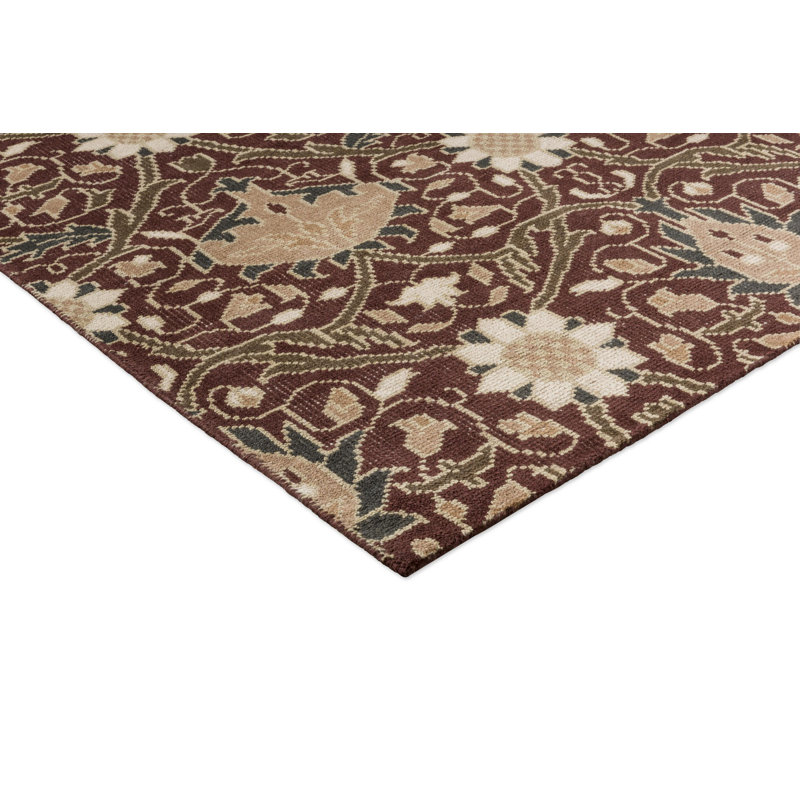 Handmade Wool Floral Area Rug, Rectangle 6'7" x 9'2"