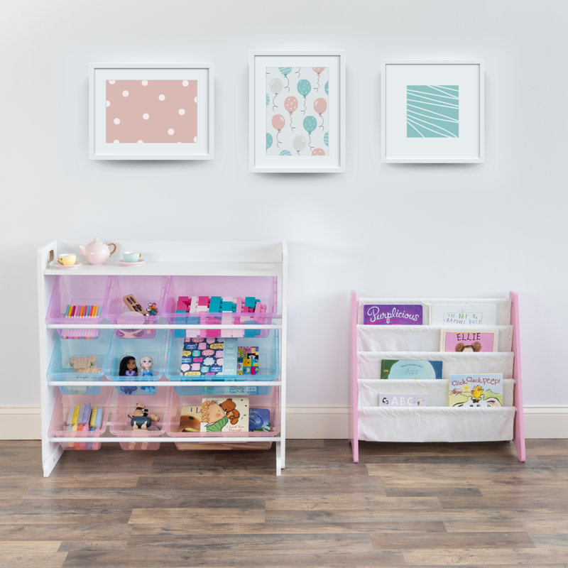 Présentoir de livres pour enfants Hoeft, Rose/Blanc