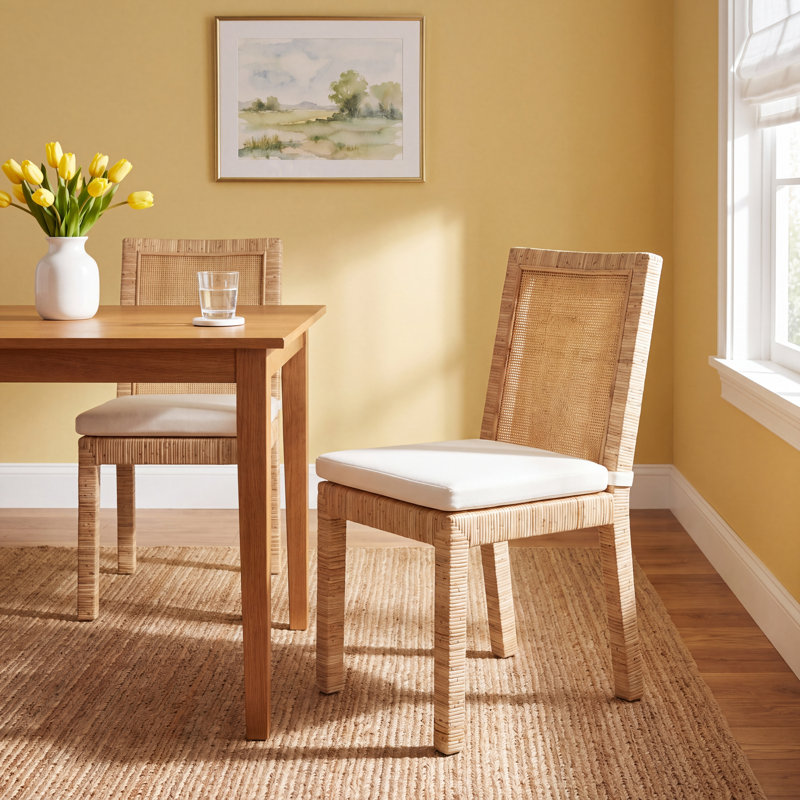 Elaina Woven Side Chair, White, Gray