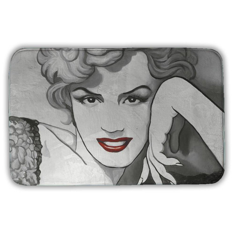 Vintage style marilyn monroe Bath Mat with Non-Slip Backing - Quick Dry Memory Foam Bathroom Rug - Absorbent - Modern Plush Spa-Style - Machine Washable