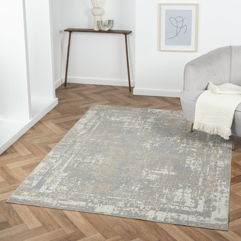 Washable Abstract Indoor Rug, Rectangle 7'9" x 9'9"