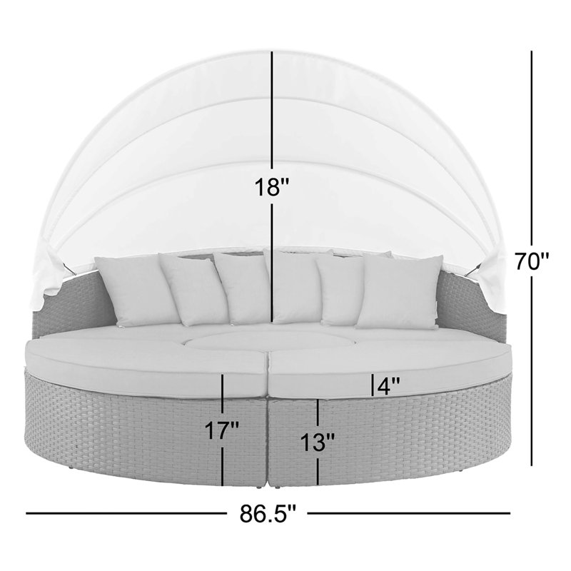 Lit de jour Sunbrella Modway, Toile Sunbrella grise