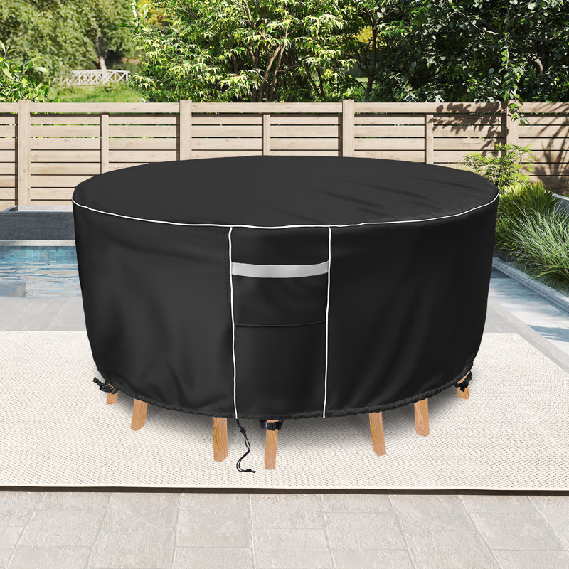 Arlmont & Co. 90 in. Outdoor Round Table Cover Waterproof Round Patio ...
