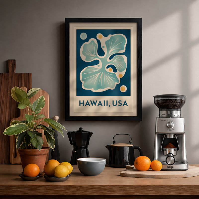 Hawaii Hibiscus Tropical - Framed Print, A3 - 42.0 x 29.7 cm, Black