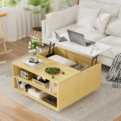 Table basse à plateau relevable avec rangement
