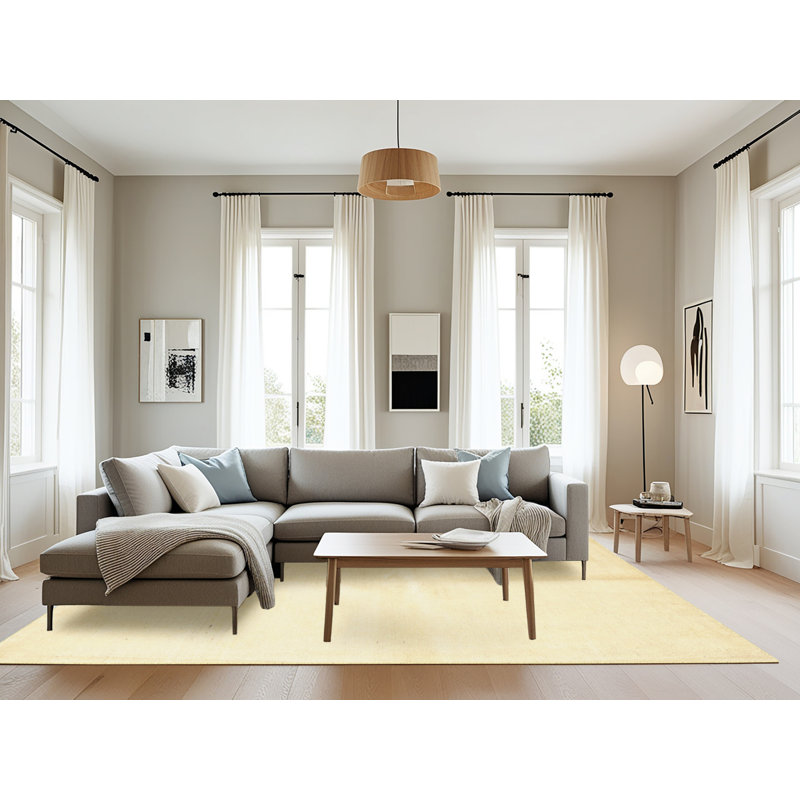 Tapis de zone ivoire contemporaine, Rectangle 8 pi x 10 pi
