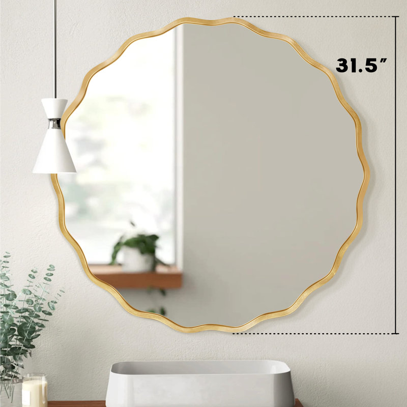 Miroir mural rond, Doré, 23,5 po x 23,5 po