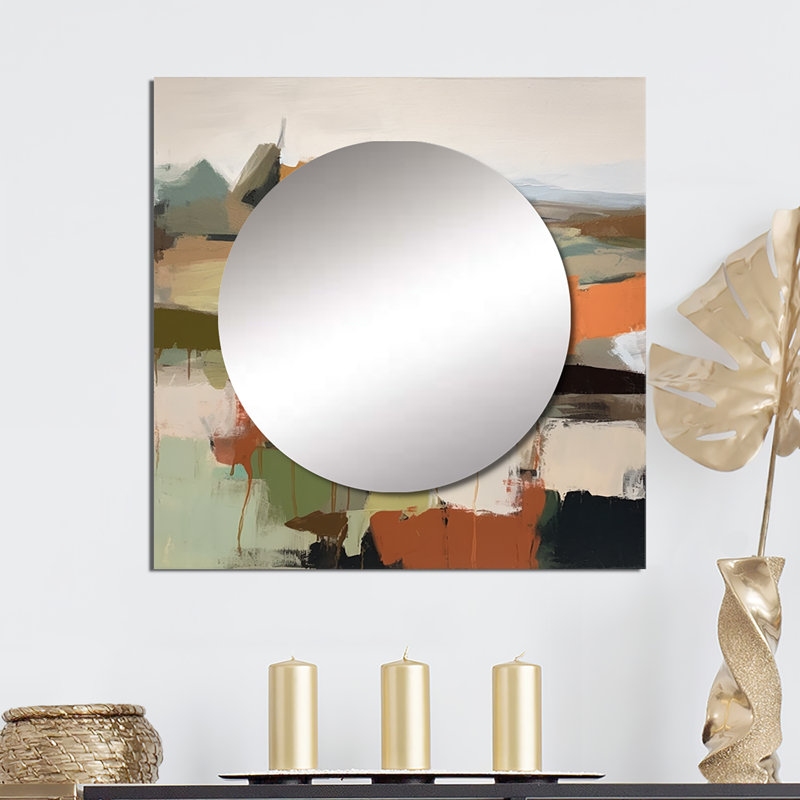 Ahdia - Miroir carré abstrait pour décoration murale, 23 po x 23 po