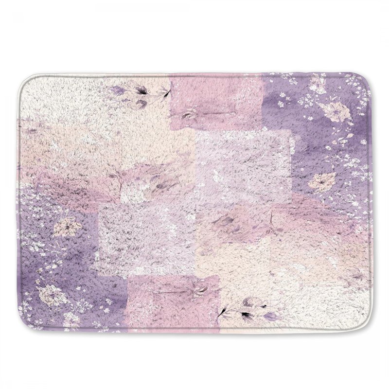Tapis de bain pastel à motif floral abstrait, L 24 po x L 17 po