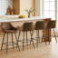 Velvet/Suede Upholstered Bar Stools with Armrests & Diamond Tufting-618645188