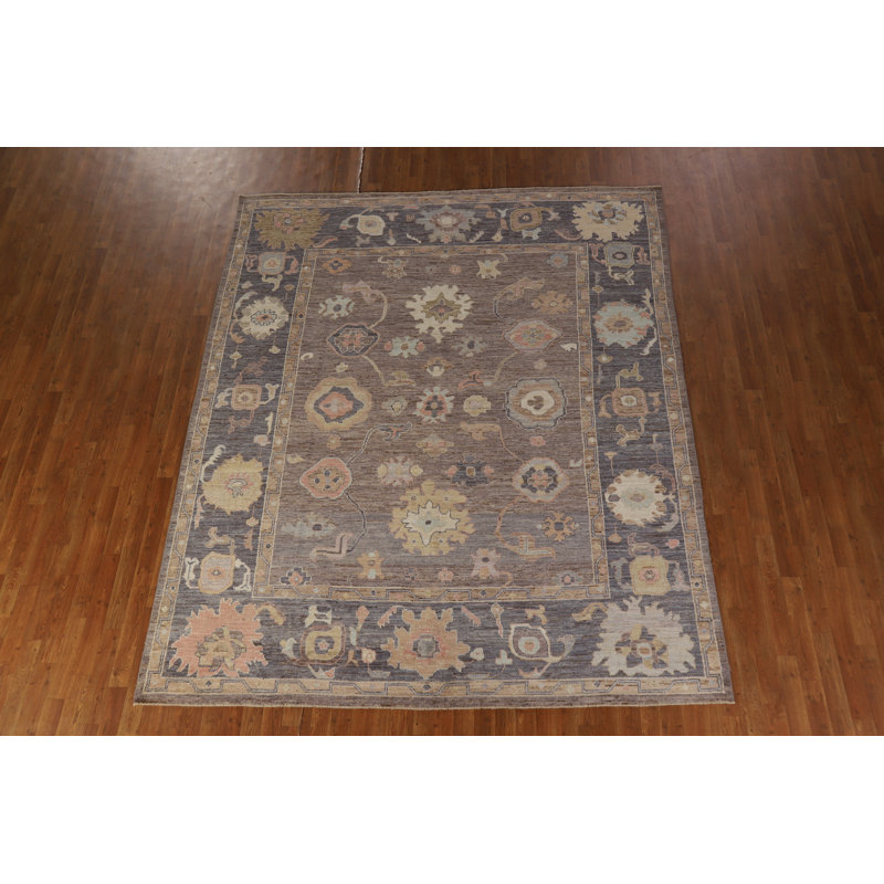 Vegetable Dye Floral Oushak Turkish Area Rug