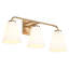 3 Light Brass Gold Bathroom Light Fixtures with Beige Glass