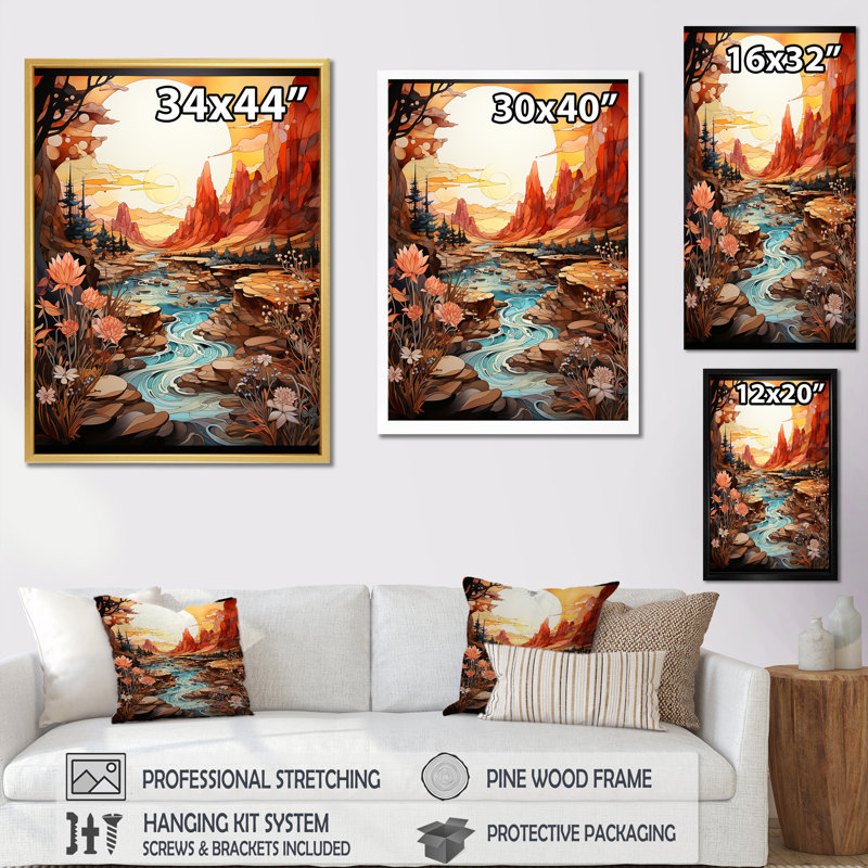 Paysage amérindien Navajo II, Toile tendue, H 20 po x l 12 po x P 1 po