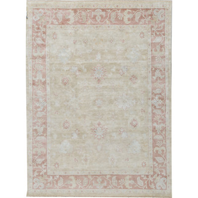 Wool Oriental Area Rug in Rust/Beige
